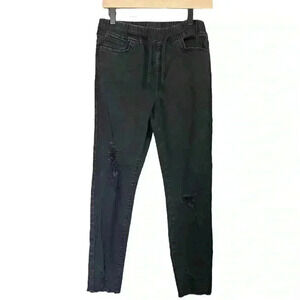 YMI tie waist black distressed skinny jean